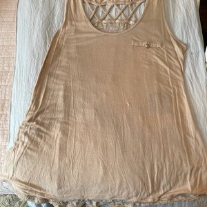 Lace back tan tank top. 2XL